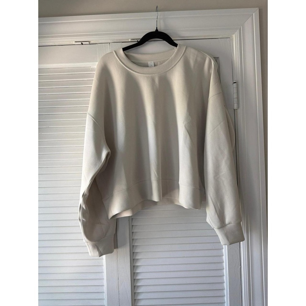 lululemon Softstreme Perfectly Oversized Cropped Crew off-white 12 nwot